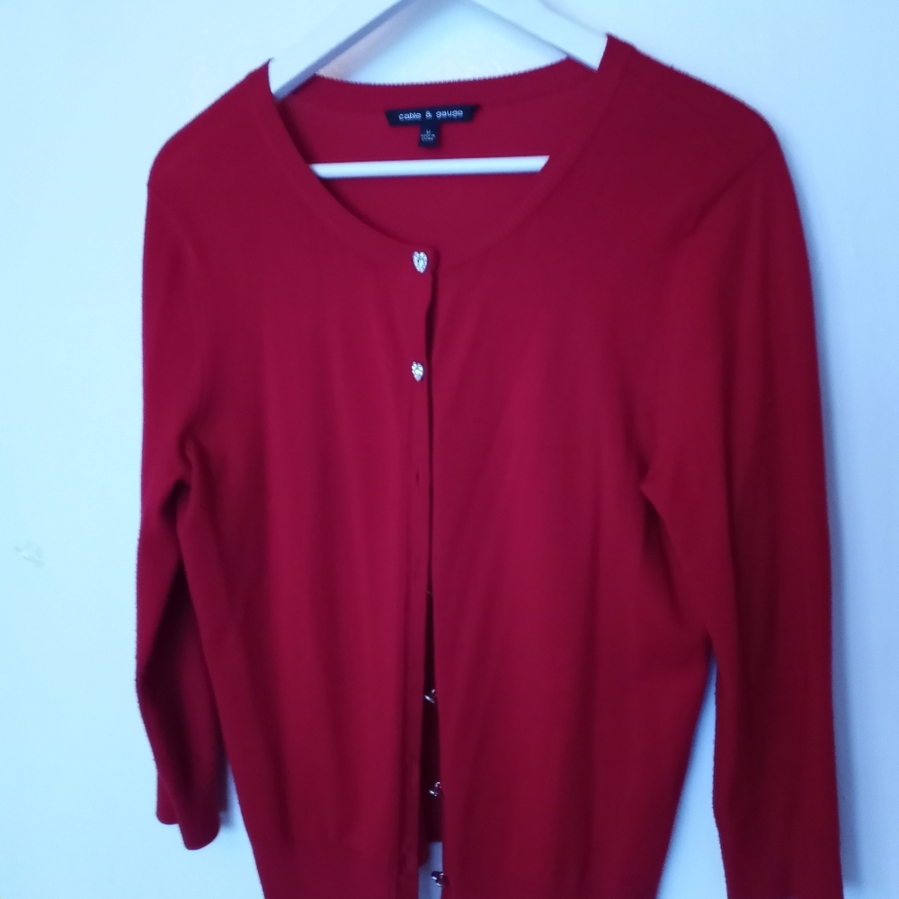 Cable & gauge Red Cardigan